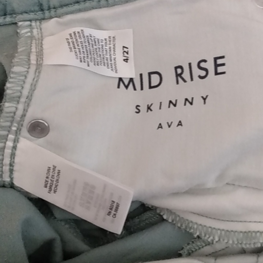 Lucky Seafoam Green Ava Skinny Velvet Crop Ankle Jeans - Picture 11 of 11